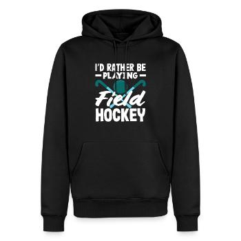 Préfère jouer au hockey sur gazon - Sweat à capuche Premium bio Homme - noir - Devant - Nico (187cm)
