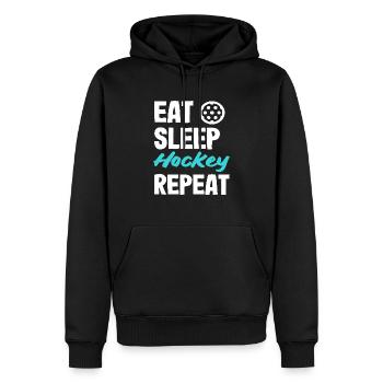 Iss Schlaf Hockey Wiederhole Hockeyspieler - Männer Premium Bio Hoodie - Schwarz - Vorne - Nico (187cm)