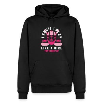 Ich Spiele Wie Ein Mädchen Feldhockey Spieler - Männer Premium Bio Hoodie - Schwarz - Vorne - Nico (187cm)