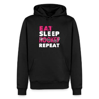 Joueur de hockey sur gazon Manger dormir Hockey Répéter - Sweat à capuche Premium bio Homme - noir - Devant - Nico (187cm)