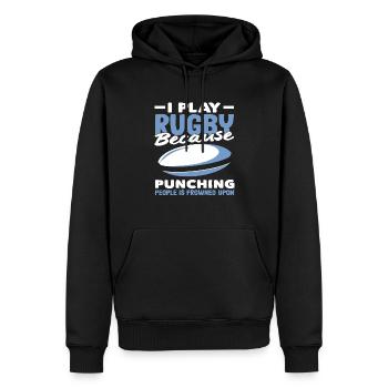 Ich Spiele Rugby Spieler Weil Schlagen Nicht Gut - Männer Premium Bio Hoodie - Schwarz - Vorne - Nico (187cm)