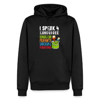 Je parle 4 langues Peintre Fun - Sweat à capuche Premium bio Homme - noir - Devant - Nico (187cm)