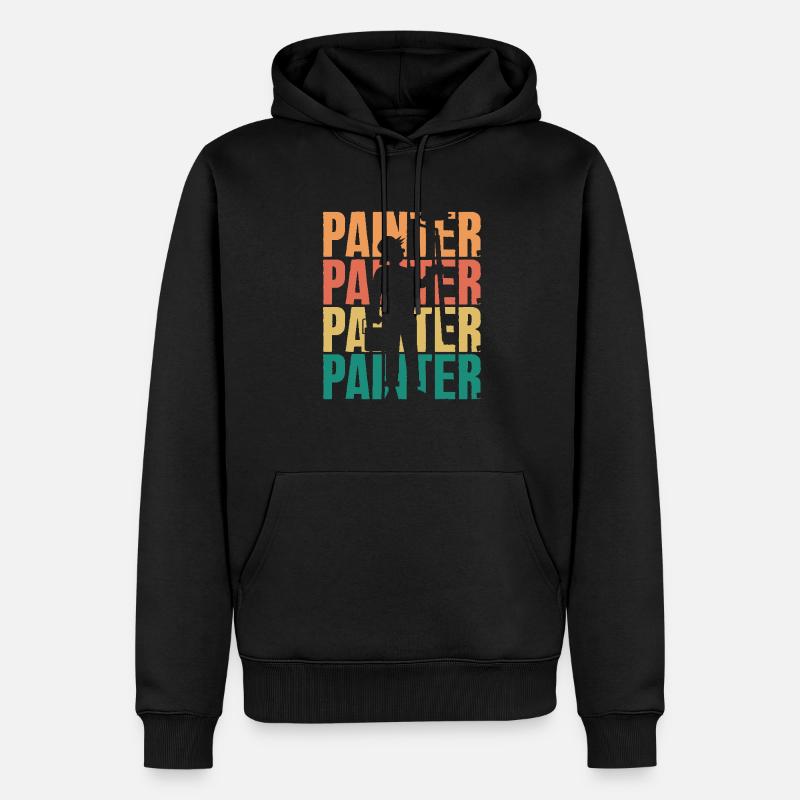 Artiste Silhouette Rétro Peintre - Sweat à capuche Premium bio Homme - noir