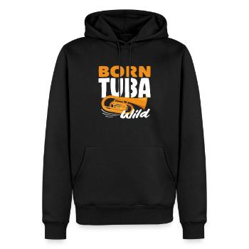 Joueur de tuba Born Tuba motif sauvage - Sweat à capuche Premium bio Homme - noir - Devant - Nico (187cm)