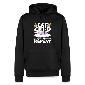 Sage-femme Manger Dormir Attraper Bébés Répéter - Sweat à capuche Premium bio Homme - noir - Devant - Nico (187cm)