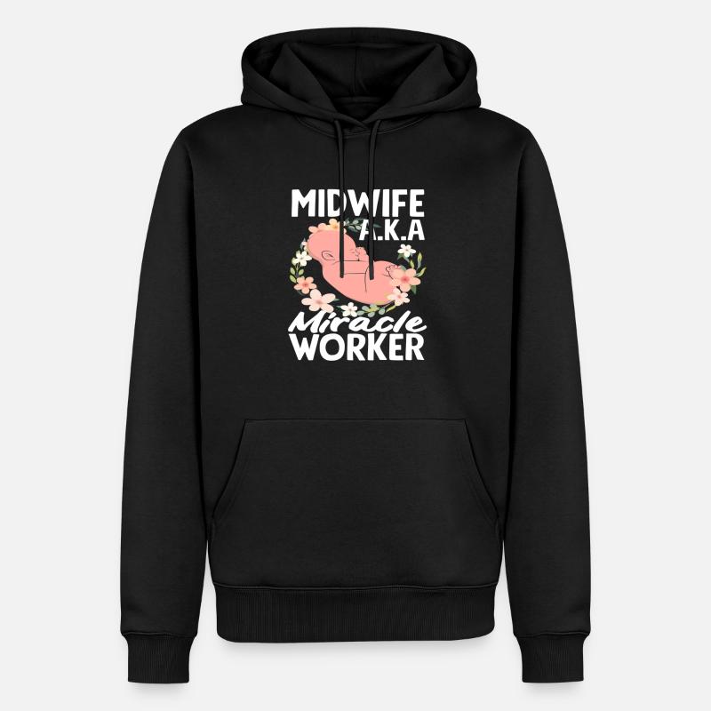 Hebamme Alias Wunderarbeiter - Männer Premium Bio Hoodie - Schwarz