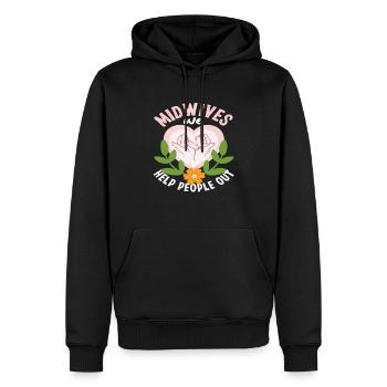 Midwives We help people - Men’s Premium Organic Hoodie - black - Front - Nico (187cm)