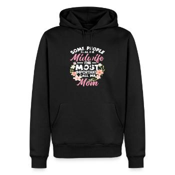 Certains m’appellent sage-femme, le plus important m’appelle - Sweat à capuche Premium bio Homme - noir - Devant - Nico (187cm)