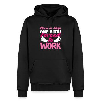 Sage-femme née pour aider - Sweat à capuche Premium bio Homme - noir - Devant - Nico (187cm)