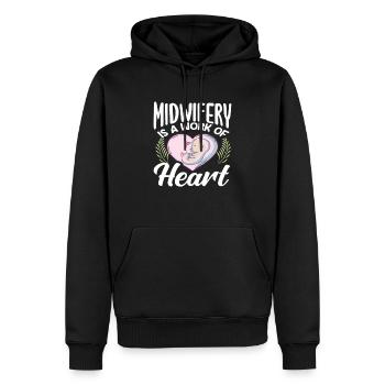 Sage-femme Travail du cœur Bébé Amour - Sweat à capuche Premium bio Homme - noir - Devant - Nico (187cm)