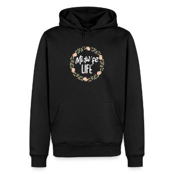 Motif de couronne de fleurs de la vie de sage-femme - Sweat à capuche Premium bio Homme - noir - Devant - Nico (187cm)