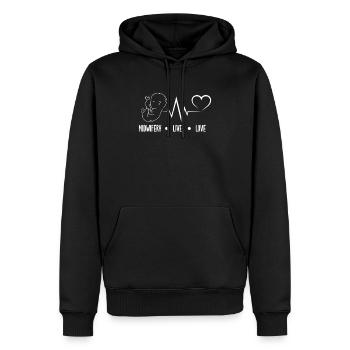 Vie de sage-femme Amour Battement de cœur - Sweat à capuche Premium bio Homme - noir - Devant - Nico (187cm)