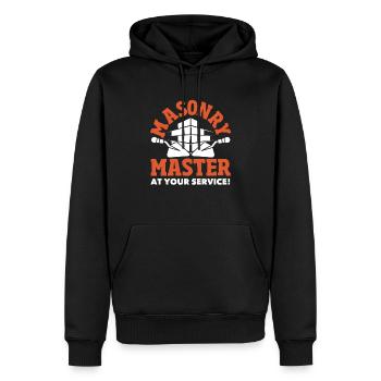 Bricklayer Bricklayer Master at your service - Men’s Premium Organic Hoodie - black - Front - Nico (187cm)