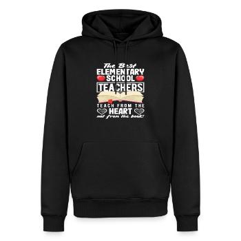 Les enseignants du primaire enseignent avec le cœur - Sweat à capuche Premium bio Homme - noir - Devant - Nico (187cm)