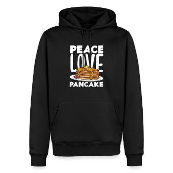 Peace Love Pancakes Plaisir du petit-déjeuner - Sweat à capuche Premium bio Homme - noir - Devant - Nico (187cm)