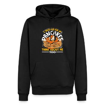 Pancakes also think of me funny - Men’s Premium Organic Hoodie - black - Front - Nico (187cm)