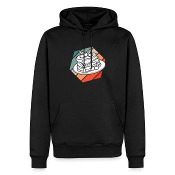 Pancakes with cherries and maple syrup artwork - Men’s Premium Organic Hoodie - black - Front - Nico (187cm)