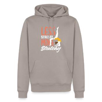 Pilates : moins de stress, plus de flexibilité - Sweat à capuche Premium bio Homme - taupe - Devant - Nico (187cm)