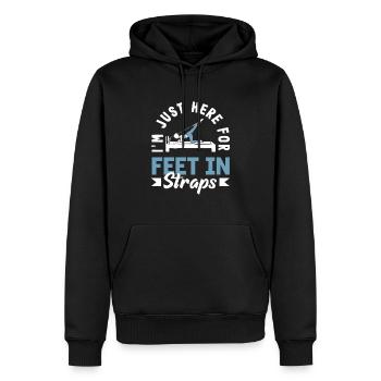 Pilates : juste là pour les pieds en sangles - Sweat à capuche Premium bio Homme - noir - Devant - Nico (187cm)