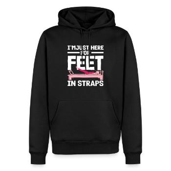 Pilates Je suis juste là pour les pieds dans les sangles - Sweat à capuche Premium bio Homme - noir - Devant - Nico (187cm)