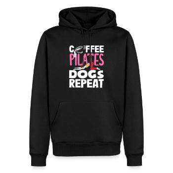 Pilates Coffee Dogs Repeat - Men’s Premium Organic Hoodie - black - Front - Nico (187cm)