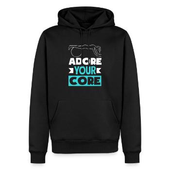 Pilates Adore Your Core Motivation - Men’s Premium Organic Hoodie - black - Front - Nico (187cm)