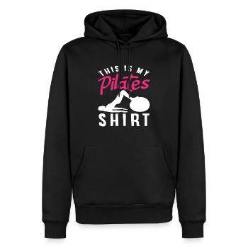 Pilates C’est ma chemise de Pilates - Sweat à capuche Premium bio Homme - noir - Devant - Nico (187cm)