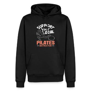Pilates Soutenez votre instructeur local - Sweat à capuche Premium bio Homme - noir - Devant - Nico (187cm)