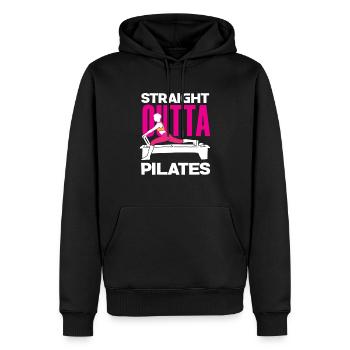 Pilates Straight Outta Pilates - Sweat à capuche Premium bio Homme - noir - Devant - Nico (187cm)