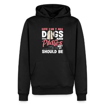 Le Pilates et les chiens pour votre vie - Sweat à capuche Premium bio Homme - noir - Devant - Nico (187cm)