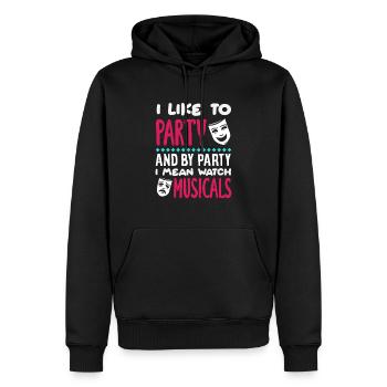 Citation de comédies musicales - Sweat à capuche Premium bio Homme - noir - Devant - Nico (187cm)