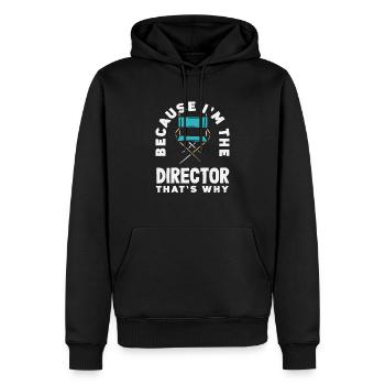 Amateur de musique parce que je suis le réalisateur - Sweat à capuche Premium bio Homme - noir - Devant - Nico (187cm)