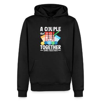 Bingo Un couple jouant au bingo ensemble - Sweat à capuche Premium bio Homme - noir - Devant - Nico (187cm)