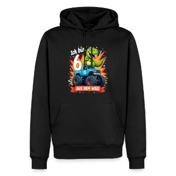 Dinosaurier 6. Geburtstag Monstertruck - Männer Premium Bio Hoodie - Schwarz - Vorne - Nico (187cm)