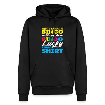 Joueurs de bingo Que se passe-t-il au bingo ? - Sweat à capuche Premium bio Homme - noir - Devant - Nico (187cm)