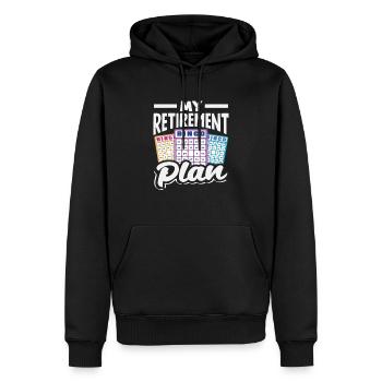 Joueur de bingo Mon plan de retraite - Sweat à capuche Premium bio Homme - noir - Devant - Nico (187cm)