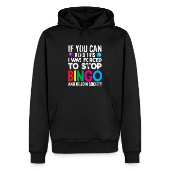 Joueur de bingo Drôle Dire Humour - Sweat à capuche Premium bio Homme - noir - Devant - Nico (187cm)