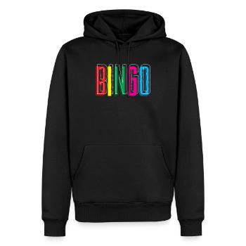 Bingo Spieler Farbenfrohes Design - Männer Premium Bio Hoodie - Schwarz - Vorne - Nico (187cm)