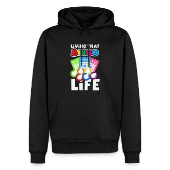 Lebe Das Bingo Leben Mit Stil - Männer Premium Bio Hoodie - Schwarz - Vorne - Nico (187cm)