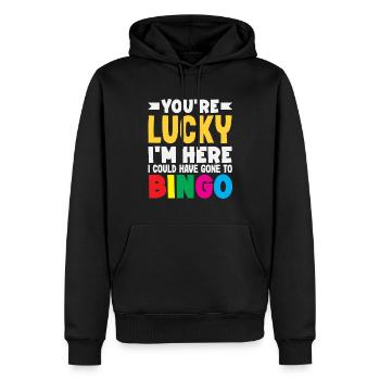 Vous avez de la chance, je suis un fan de Bingo ici - Sweat à capuche Premium bio Homme - noir - Devant - Nico (187cm)