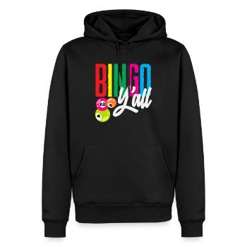 Bingo Y'all Farbenfrohes Bingo Erlebnis - Männer Premium Bio Hoodie - Schwarz - Vorne - Nico (187cm)