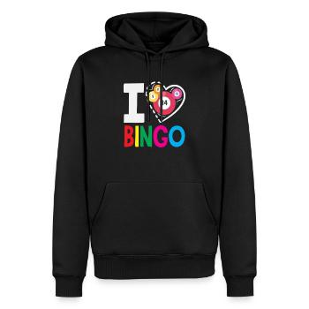 Ich Liebe Bingo Herzvolle Zahlen - Männer Premium Bio Hoodie - Schwarz - Vorne - Nico (187cm)