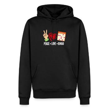 Frieden Liebe Bingo Spaß Für Alle Fans - Männer Premium Bio Hoodie - Schwarz - Vorne - Nico (187cm)