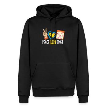 Frieden Liebe Bingo Fans Glück - Männer Premium Bio Hoodie - Schwarz - Vorne - Nico (187cm)