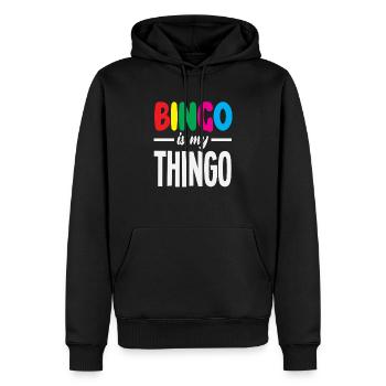 Le bingo est mon truc - Votre jeu - Sweat à capuche Premium bio Homme - noir - Devant - Nico (187cm)