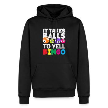 Bingo It takes courage to shout - Men’s Premium Organic Hoodie - black - Front - Nico (187cm)