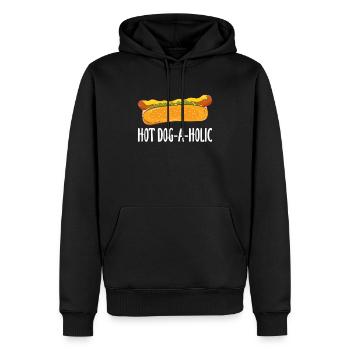 Amateur de hot-dogs hot-dog-a-holic - Sweat à capuche Premium bio Homme - noir - Devant - Nico (187cm)