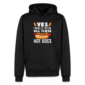 Amateur de hot-dogs je mange ces hot-dogs - Sweat à capuche Premium bio Homme - noir - Devant - Nico (187cm)