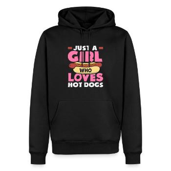 Une fille qui aime les hot-dogs - Sweat à capuche Premium bio Homme - noir - Devant - Nico (187cm)