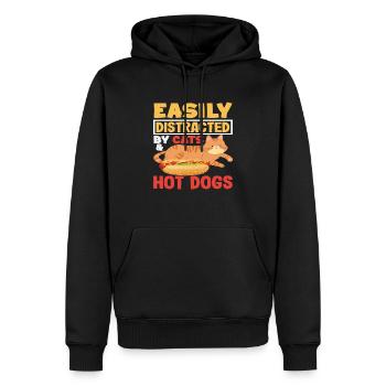 Leicht Ablenkbar Von Katzen Und Hot Dog Lover - Männer Premium Bio Hoodie - Schwarz - Vorne - Nico (187cm)